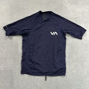 RVCA TShirt Men Small Blue White Logo Balance of Opposites Nylon Activewear